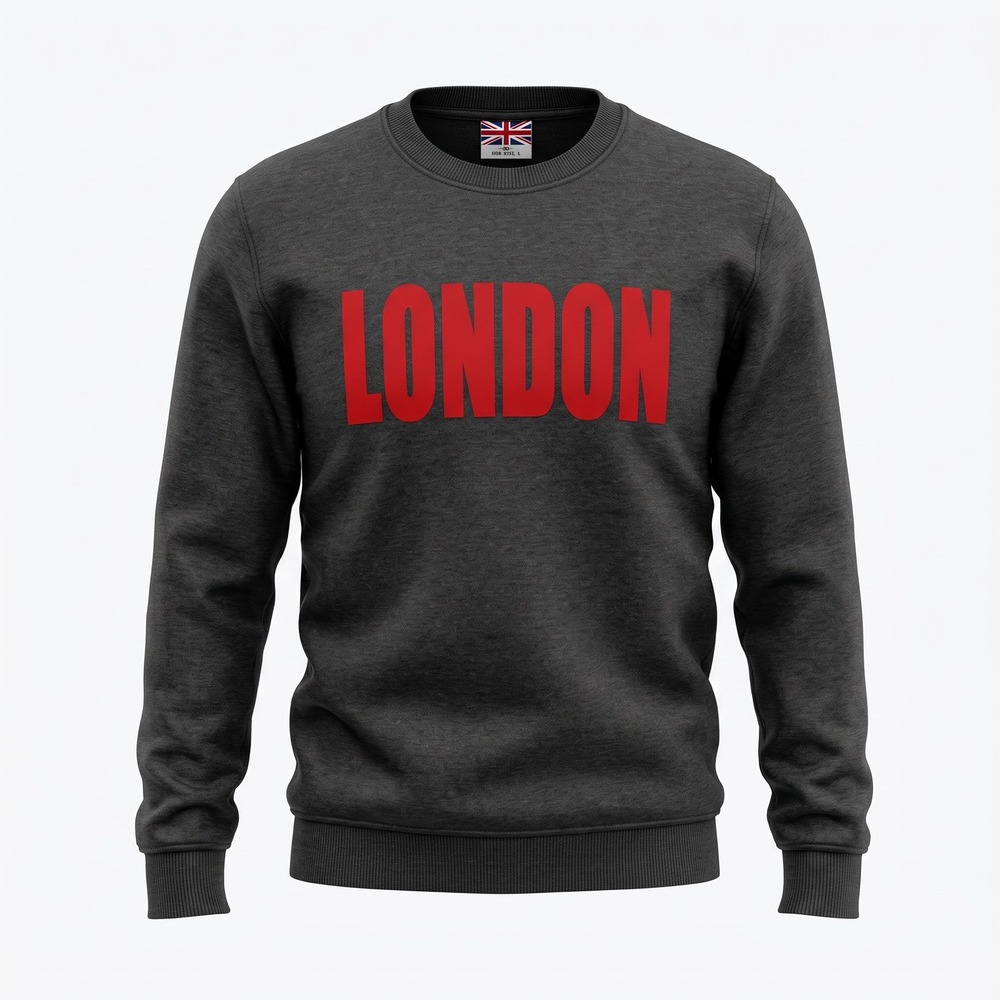 UK London Graphic Sweatshirt XL Grey Fleece Lined Streetwear Pullover